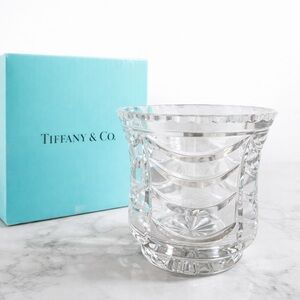 Tiffany & Co Signed Crystal Ice Bucket 6.25” w Box Elegant Barware